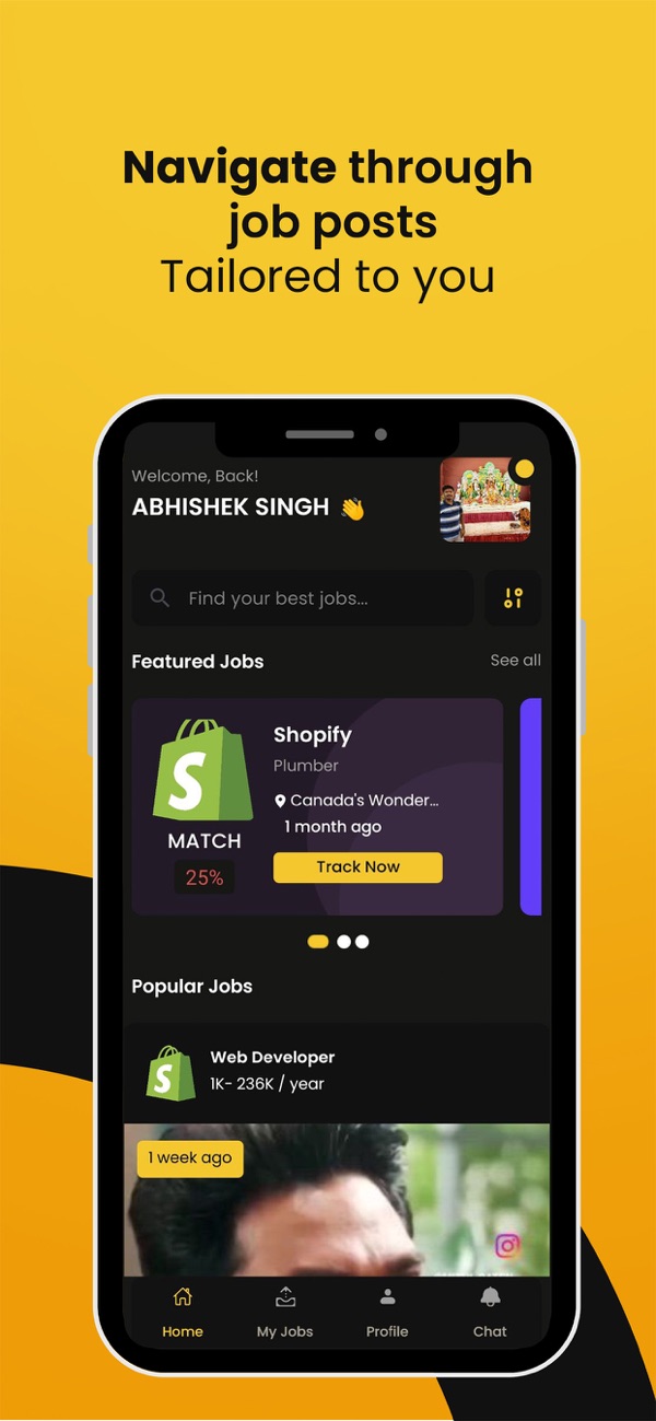 CMe Jobs screen: navigate job posts tailored to you